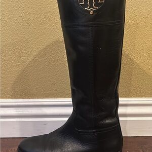 Tory Burch Black Knee-High Leather Boots